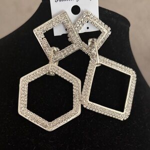 Dazzling Silver Geometric Earrings